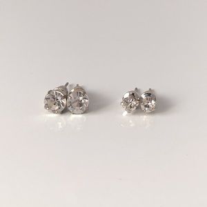 Crystal Gemstone Stud Earrings Duo Set Casual Elegant Chic Jewelry Accessories